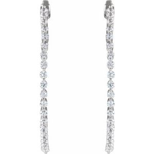 Sterling Silver Imitation White Cubic Zirconia Inside-Outside 38 mm Hoop Earrings