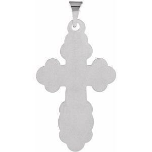 14K White Gold 32x21 mm Orthodox Cross Pendant