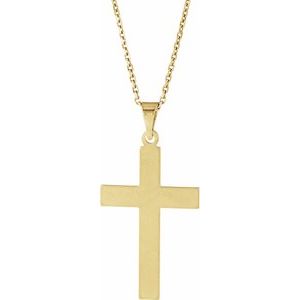 14K Yellow Gold 36.8x18 mm Cross 18" Necklace