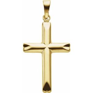 14K Yellow Gold 25x17 mm Hollow Cross Pendant