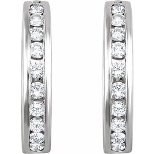 14K White Gold 1/2 CTW Natural Diamond Channel-Set 16.5 mm Hoop Earrings