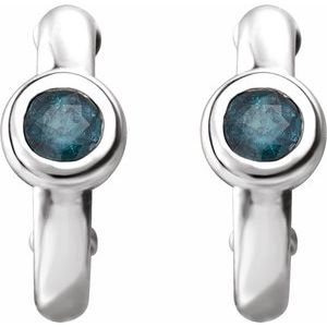 14K White Gold Lab-Grown Alexandrite Huggie Hoop Earrings