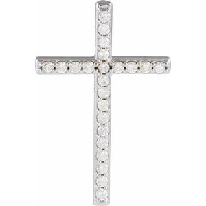 14K White Gold 7/8 CTW Natural Diamond Cross Pendant