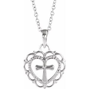 Platinum Youth Heart with Cross Pendant