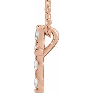 14K Rose Gold .08 CTW Natural Diamond Cross 16-18" Necklace