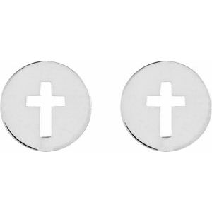 Platinum Pierced Cross Earring