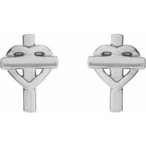 Platinum Heart & Cross Earrings