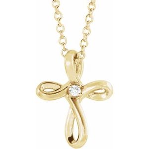 Sterling Silver .015 CTW Natural Diamond Cross Pendant