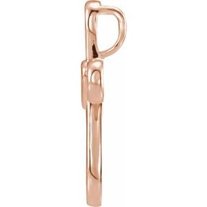 14K Rose Gold Cross with Heart Pendant
