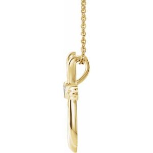 14K Yellow Gold Natural Aquamarine Cross 16-18" Necklace