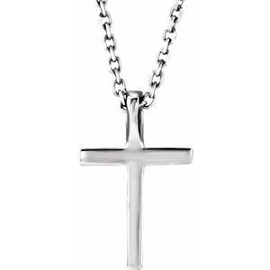 14K White Gold Natural Amethyst Petite Cross 16" Necklace