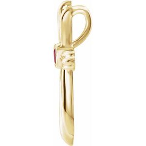 14K Yellow Gold Natural Mozambique Garnet Cross Pendant