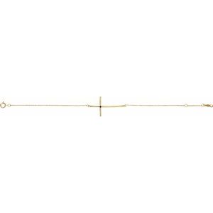 14K Yellow Gold Natural Blue Sapphire Sideways Cross 7-8" Bracelet