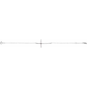 Sterling Silver Imitation Mozambique Garnet Sideways Cross 7-8" Bracelet