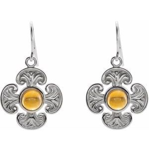14K Yellow Gold Natural Citrine Maltese Cross Earrings