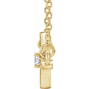 14K Yellow Gold .06 CTW Natural Diamond Sideways Cross 16-18" Necklace