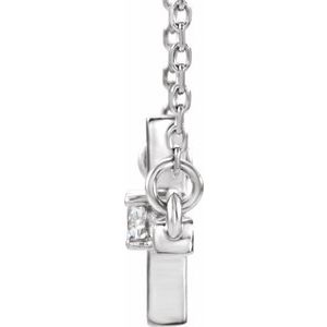 14K White Gold 1/10 CTW Lab-Grown Diamond Sideways Cross 16-18" Necklace