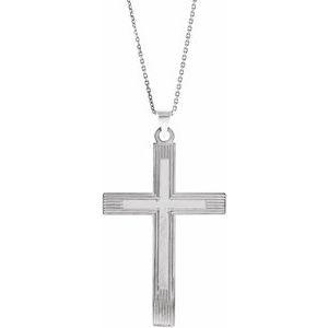 14K White Gold Cross Pendant
