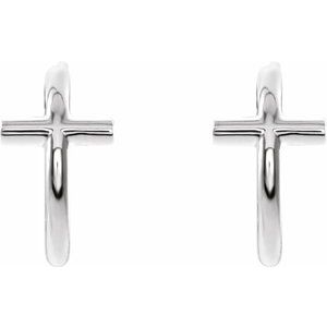 Platinum 11.8 mm Cross Hoop Earrings