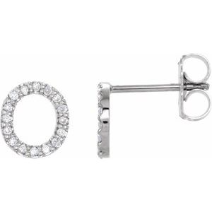 14K White Gold .06 CTW Natural Diamond Initial O Earring