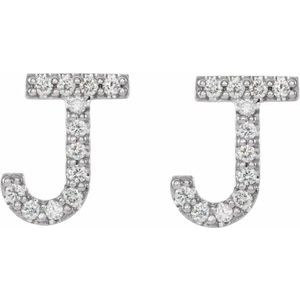 Sterling Silver 1/10 CTW Natural Diamond Initial J Earrings