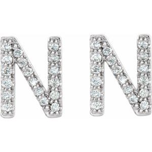 Platinum 1/8 CTW Natural Diamond Initial N Earrings