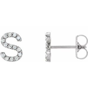14K White Gold .05 CTW Natural Diamond Initial S Earring