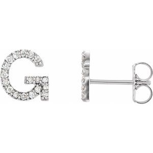 14K White Gold .06 CTW Natural Diamond Initial G Earring