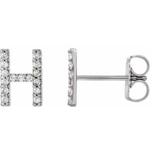14K White Gold .05 CTW Natural Diamond Initial H Earring