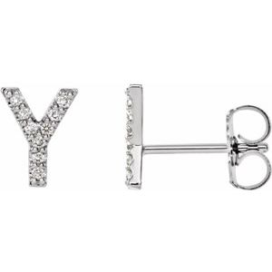 Platinum .04 CTW Natural Diamond Initial Y Earring