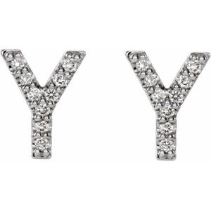 14K White Gold .07 CTW Natural Diamond Initial Y Earrings