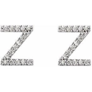 Platinum 1/8 CTW Natural Diamond Initial Z Earrings