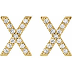 14K Yellow Gold 1/10 CTW Natural Diamond Initial X Earrings