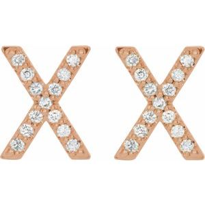 14K Rose Gold 1/10 CTW Natural Diamond Initial X Earrings