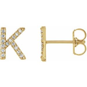 14K Yellow Gold .05 CTW Natural Diamond Initial K Earring