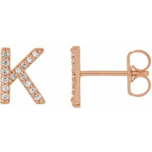 14K Rose Gold .05 CTW Natural Diamond Initial K Earring