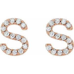 14K Rose Gold 1/10 CTW Natural Diamond Initial S Earrings