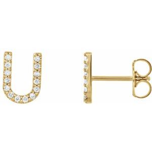 14K Yellow Gold .05 CTW Natural Diamond Initial U Earring