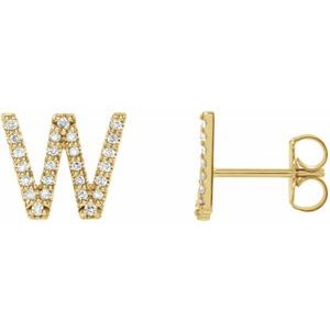 14K Yellow Gold .08 CTW Natural Diamond Initial W Earring