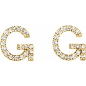 14K Yellow Gold 1/8 CTW Natural Diamond Initial G Earrings