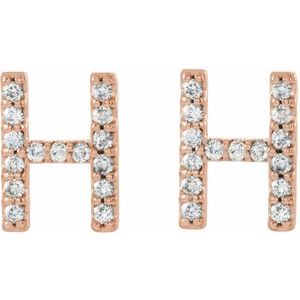 14K Rose Gold 1/8 CTW Natural Diamond Initial H Earrings