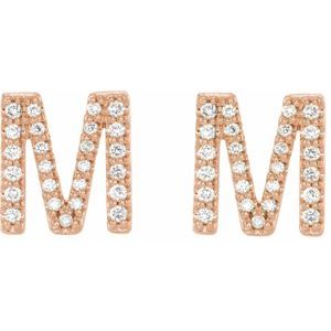 14K Rose Gold 1/5 CTW Natural Diamond Initial M Earrings