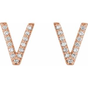 14K Rose Gold .07 CTW Natural Diamond Initial V Earrings