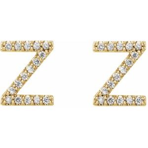 14K Yellow Gold 1/8 CTW Natural Diamond Initial Z Earrings