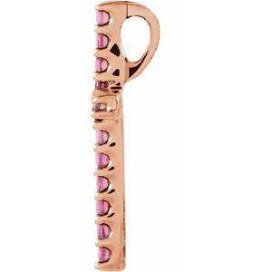 14K Rose Gold Natural Pink Tourmaline Petite Cross Pendant