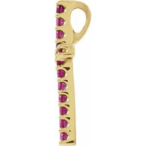 14K Yellow Gold Natural Ruby Petite Cross Pendant