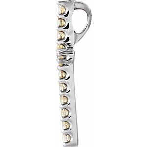 14K White Gold Natural Yellow Sapphire Petite Cross Pendant