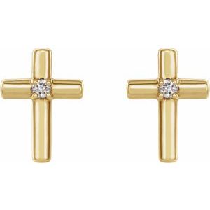 14K Yellow Gold .06 CTW Natural Diamond Cross Earrings