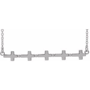 14K Yellow Gold Sideways Cross Bar 18" Necklace