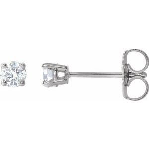 Sterling Silver 3 mm Imitation White Cubic Zirconia Earrings